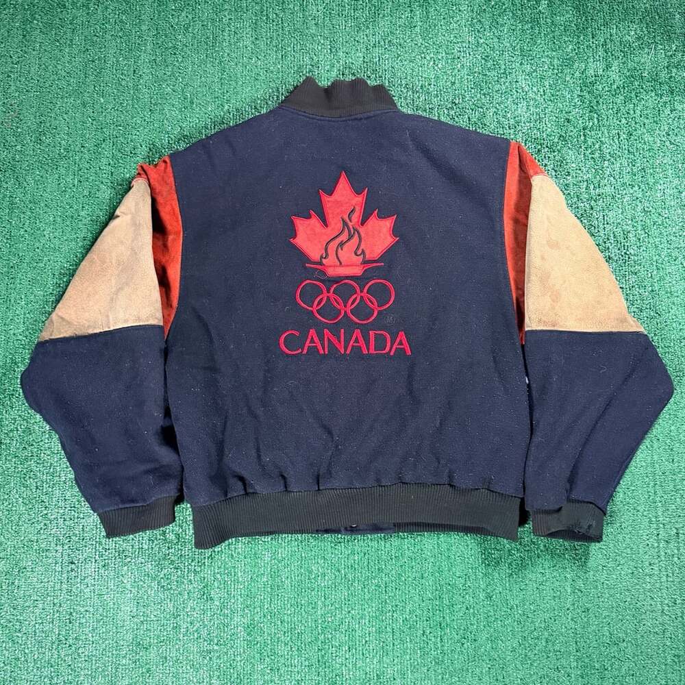 Vintage Cocoa Valley Canada Olympic Varsity Bomber Jacket Medium